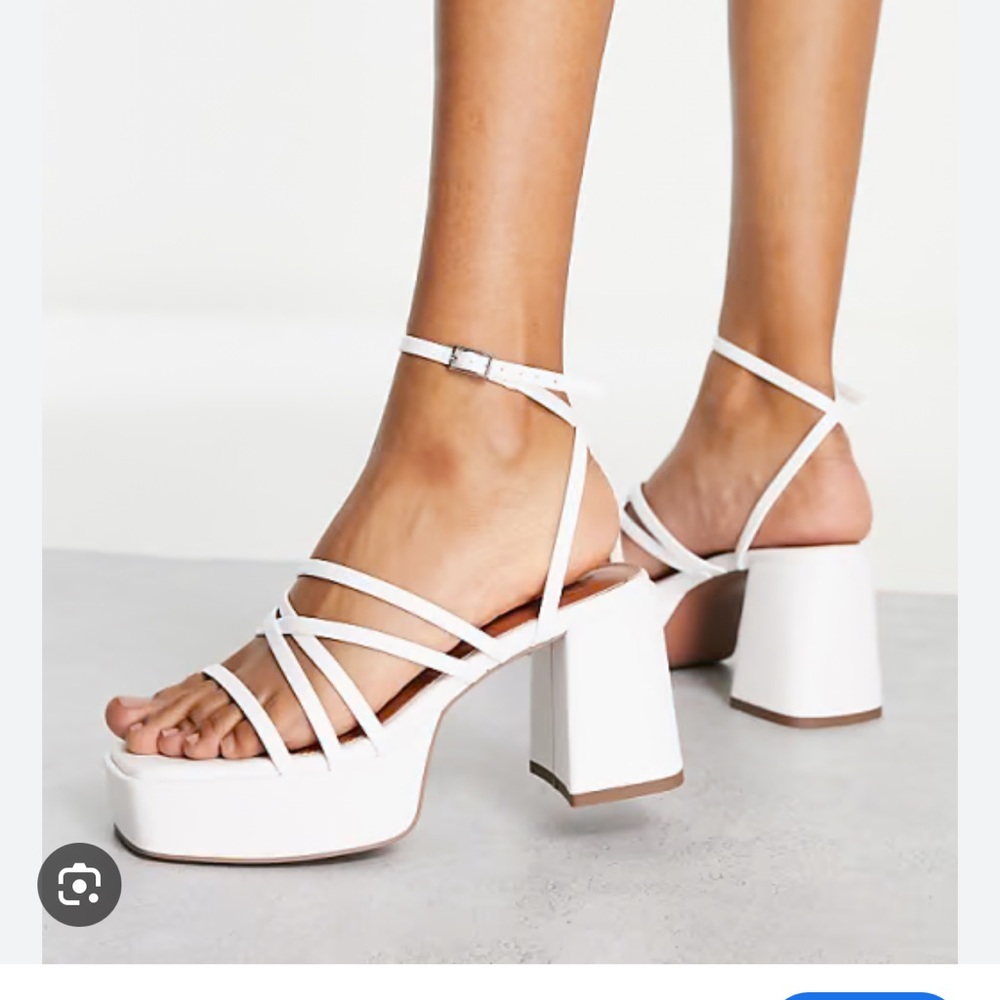 ASOS DESIGN strappy platform heeled sandals in white